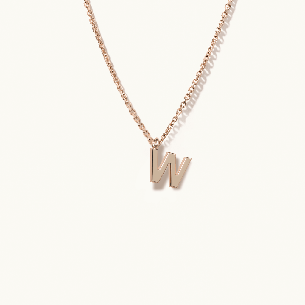 Jewellers District's Gold Initial Pendant Necklace: W in 14k Rose Gold