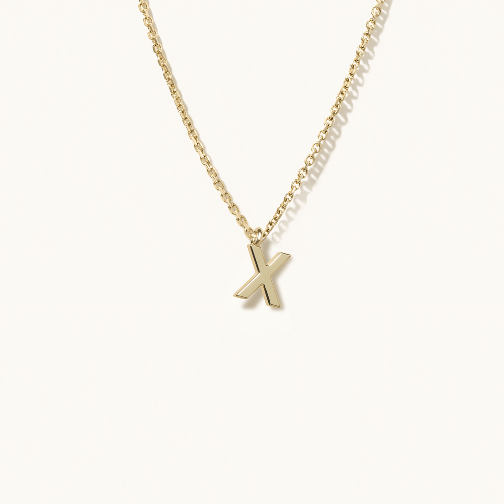 Jewellers District's Gold Initial Pendant Necklace: X in 14k Yellow Gold