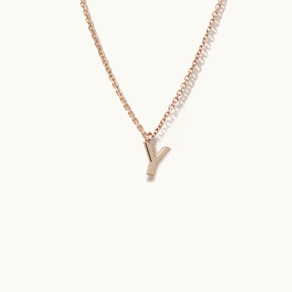 Jewellers District's Gold Initial Pendant Necklace: Y in 14k Rose Gold