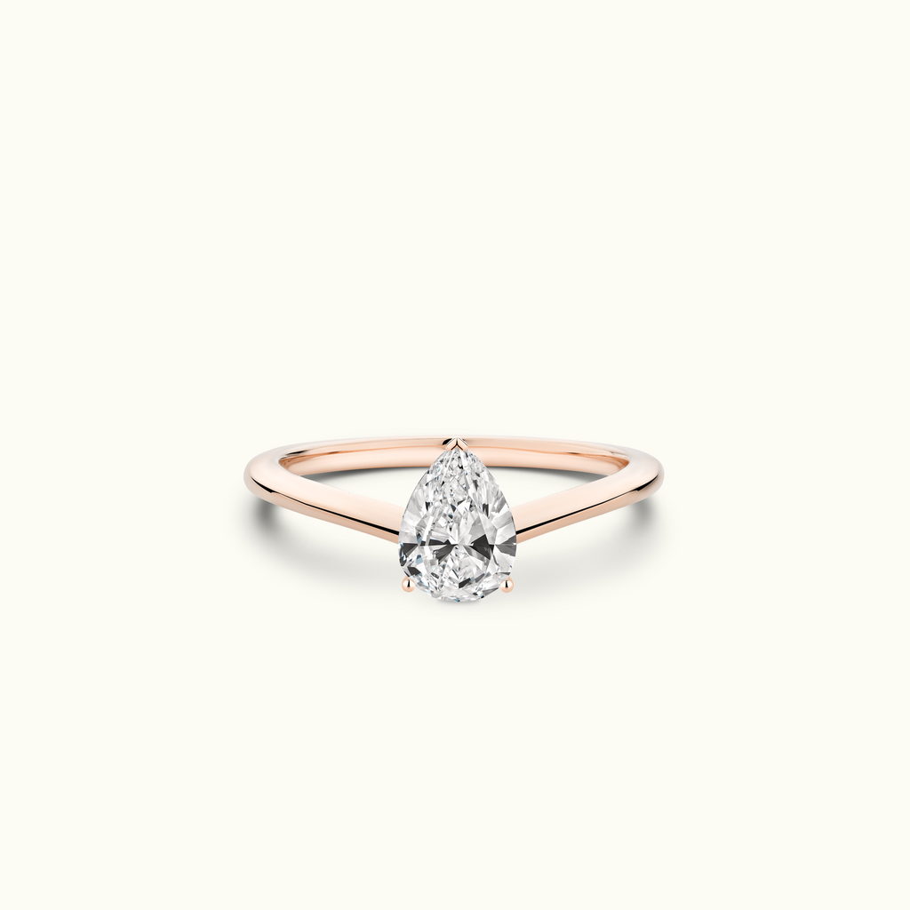 Jewellers District's V-Shaped Pear Cut Diamond Engagement Ring in 14k Rose Gold, Pear