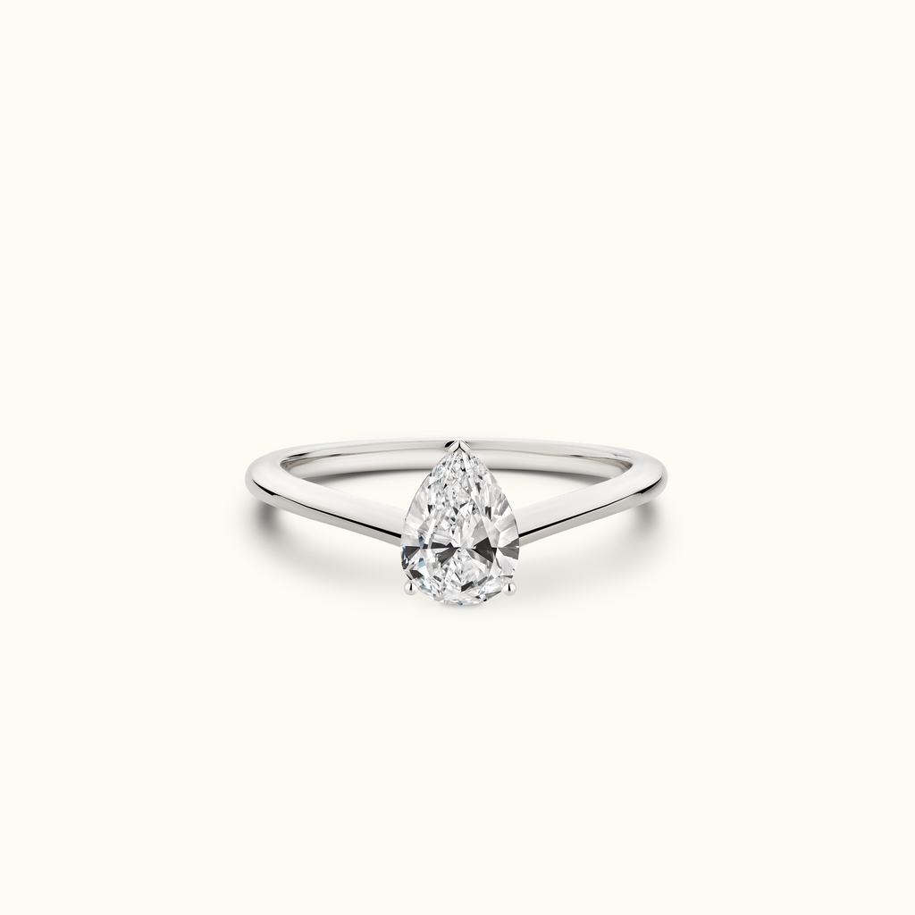 Jewellers District's V-Shaped Pear Cut Diamond Engagement Ring in 14k White Gold, Pear