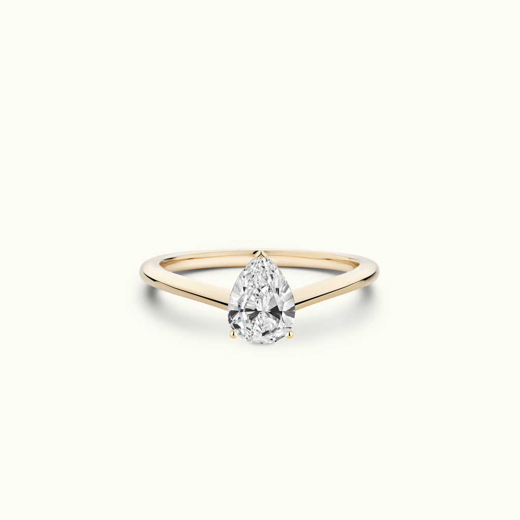 Jewellers District's V-Shaped Pear Cut Diamond Engagement Ring in 14k Yellow Gold, Pear