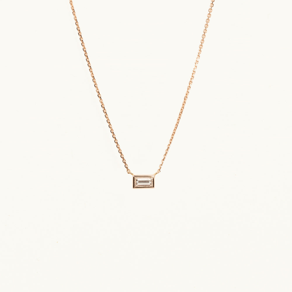 Jewellers District's Baguette-Cut Bezel-Set Diamond Pendant Necklace in 10k Rose Gold