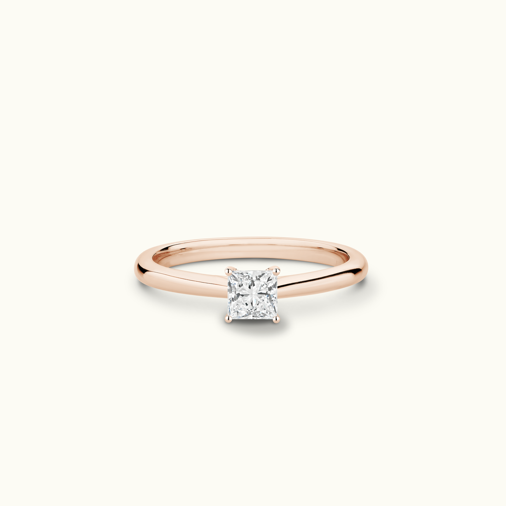 Jewellers District's Solitaire Diamond Engagement Ring with Cathedral-Setting in 14k Rose Gold, Princess