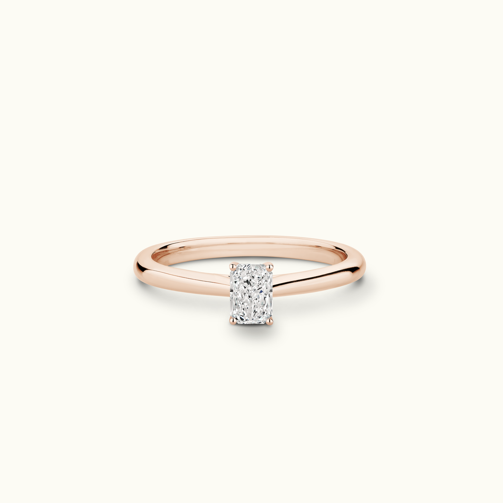 Jewellers District's Solitaire Diamond Engagement Ring with Cathedral-Setting in 14k Rose Gold, Radiant