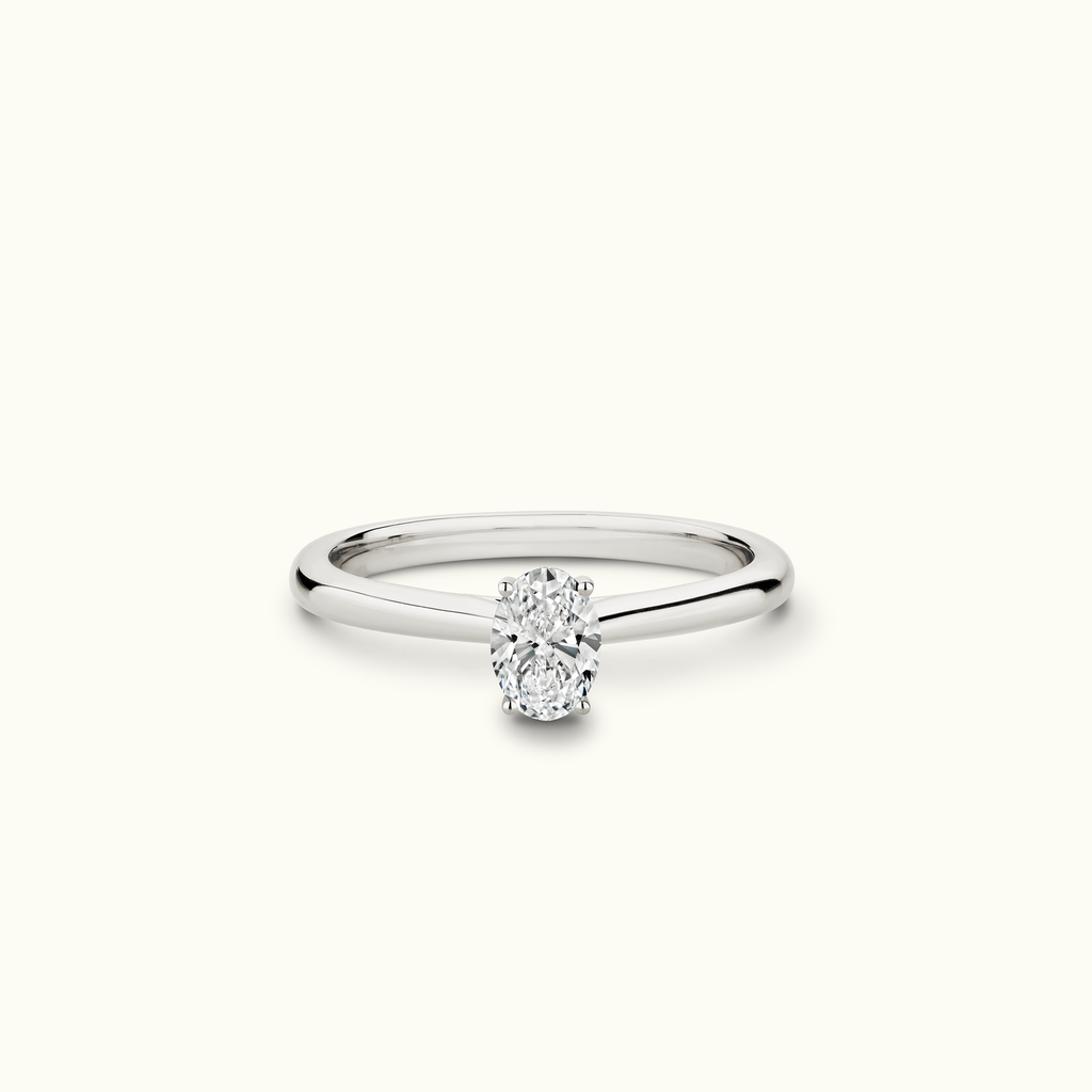 Jewellers District's Solitaire Diamond Engagement Ring with Cathedral-Setting in 14k White Gold, Oval