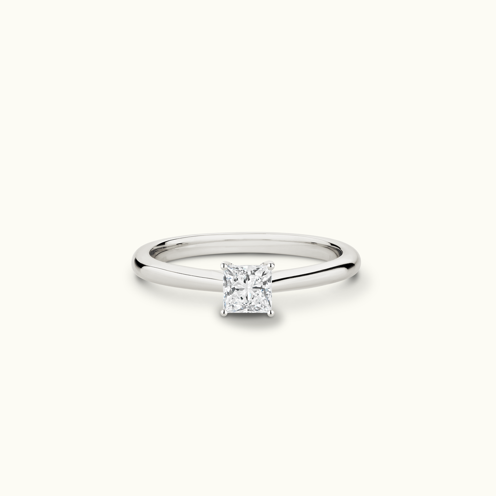 Jewellers District's Solitaire Diamond Engagement Ring with Cathedral-Setting in 14k White Gold, Princess