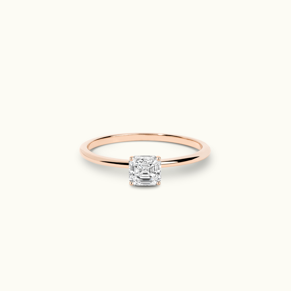 Jewellers District's Solitaire Diamond Engagement Ring with X Setting in 14k Rose Gold, Asscher