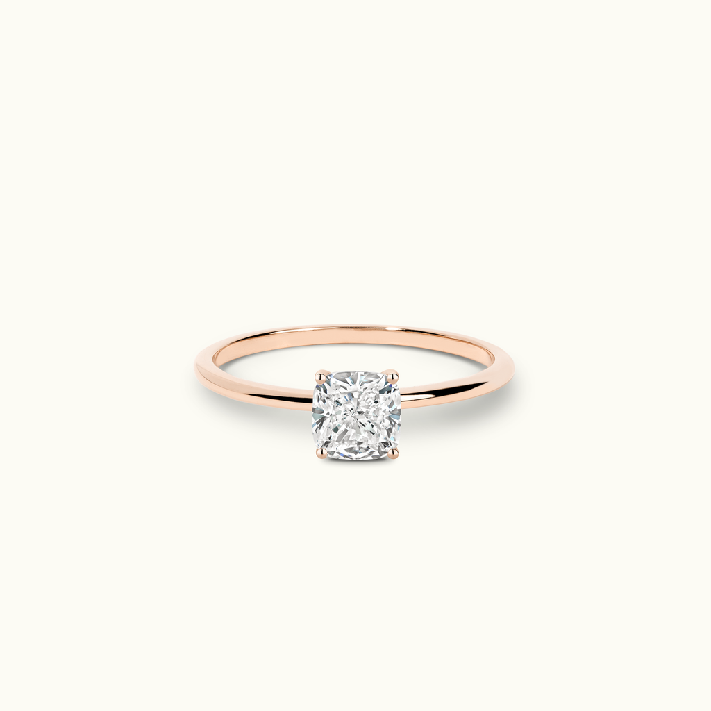 Jewellers District's Solitaire Diamond Engagement Ring with X Setting in 14k Rose Gold, Cushion