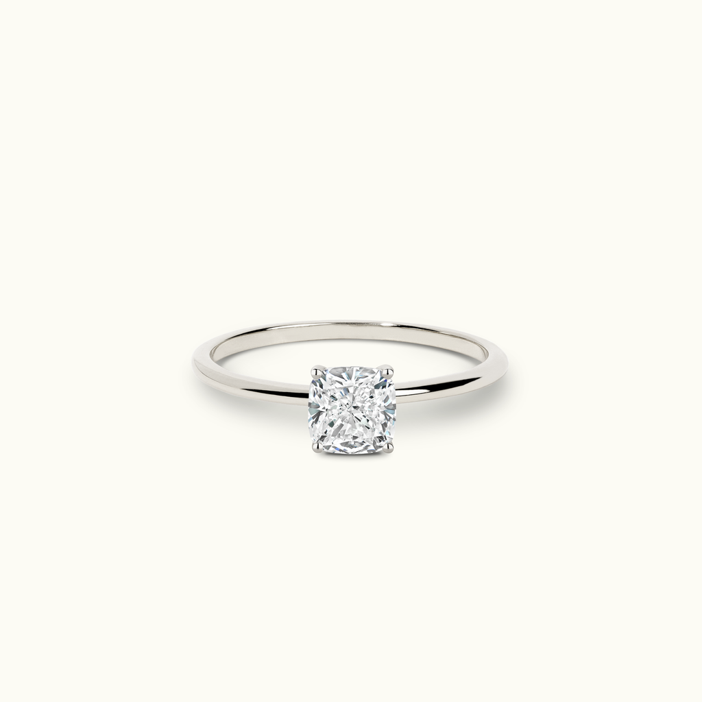 Jewellers District's Solitaire Diamond Engagement Ring with X Setting in 14k White Gold, Cushion