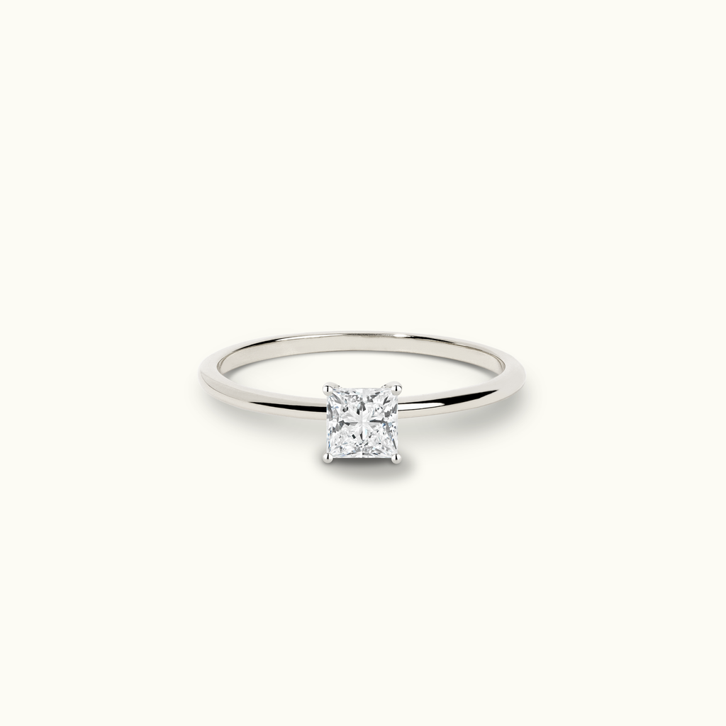 Jewellers District's Solitaire Diamond Engagement Ring with X Setting in 14k White Gold, Princess