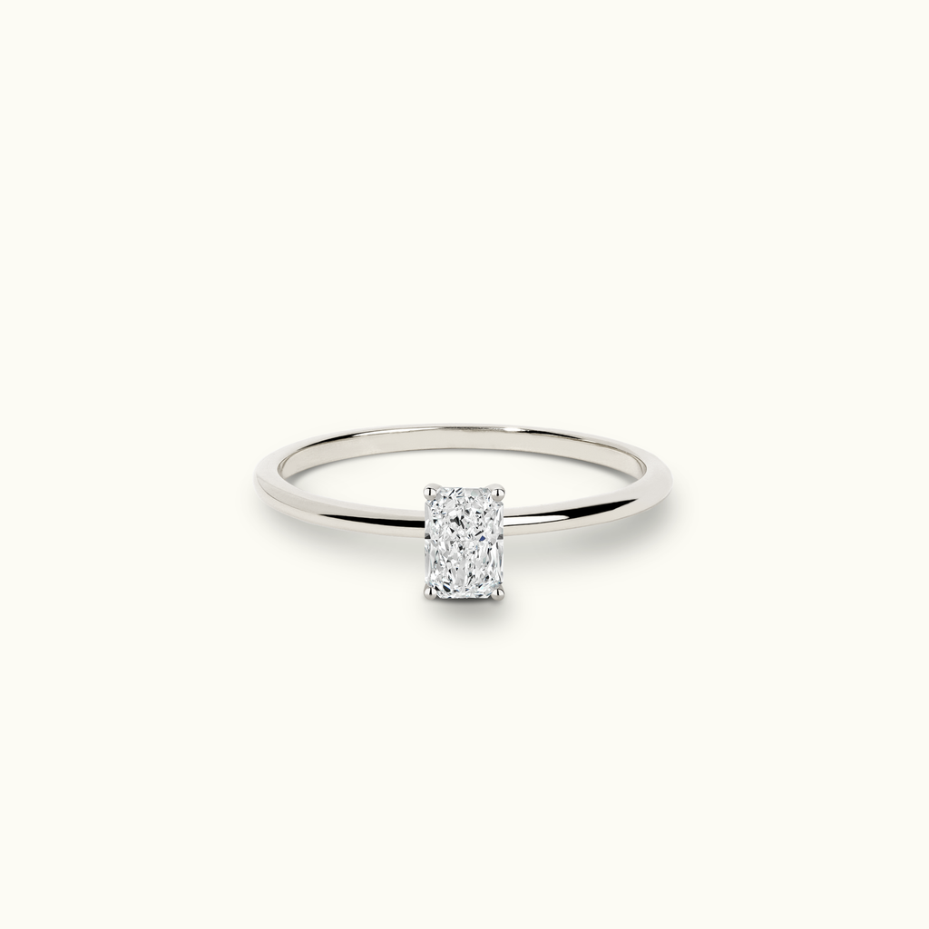 Jewellers District's Solitaire Diamond Engagement Ring with X Setting in 14k White Gold, Radiant