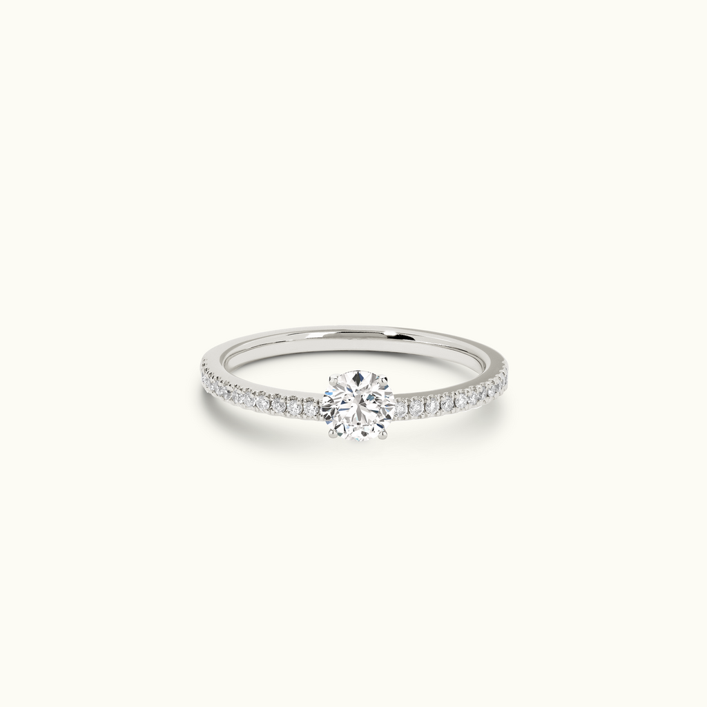 Jewellers District's Diamond Engagement Ring with Castle Setting in 14k White Gold, Round