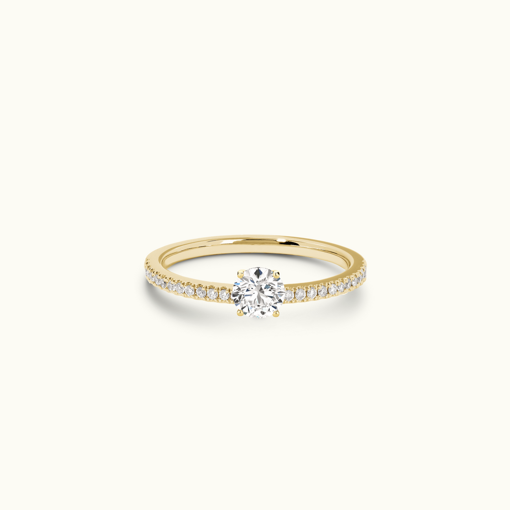 Jewellers District's Diamond Engagement Ring with Castle Setting in 14k Yellow Gold, Round