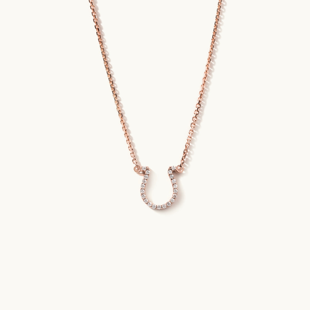 Jewellers District's Horseshoe Diamond Pavé Pendant Necklace in 10k Rose Gold