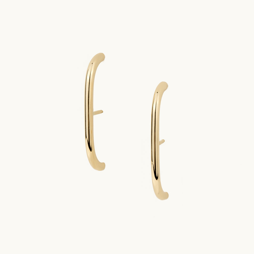 Profile view of Jewellers District's Earlobe Cuff Gold Earrings in 14k Yellow Gold