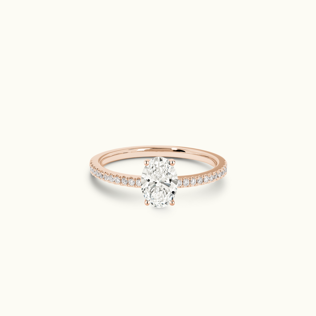 Jewellers District's Diamond Engagement Ring with Castle Setting in 14k Rose Gold, Oval