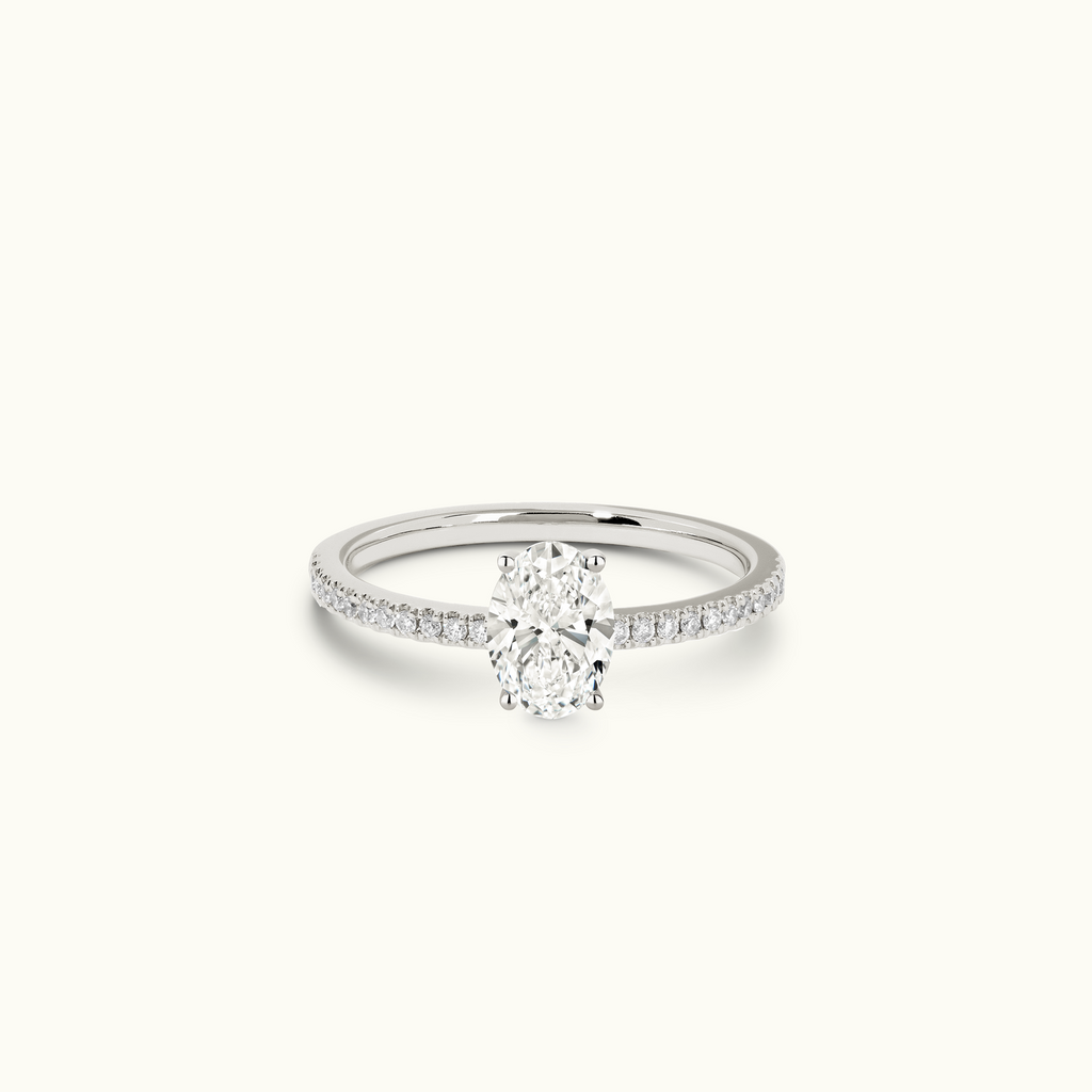 Jewellers District's Diamond Engagement Ring with Castle Setting in 14k White Gold, Oval