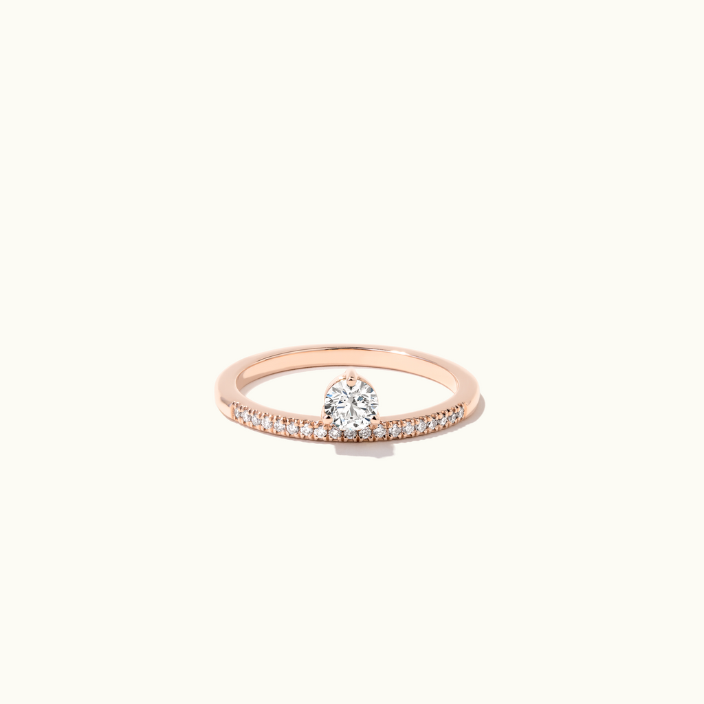 Jewellers District's Crown Diamond Engagement Ring with Diamond Prongs in 14k Rose Gold, Round