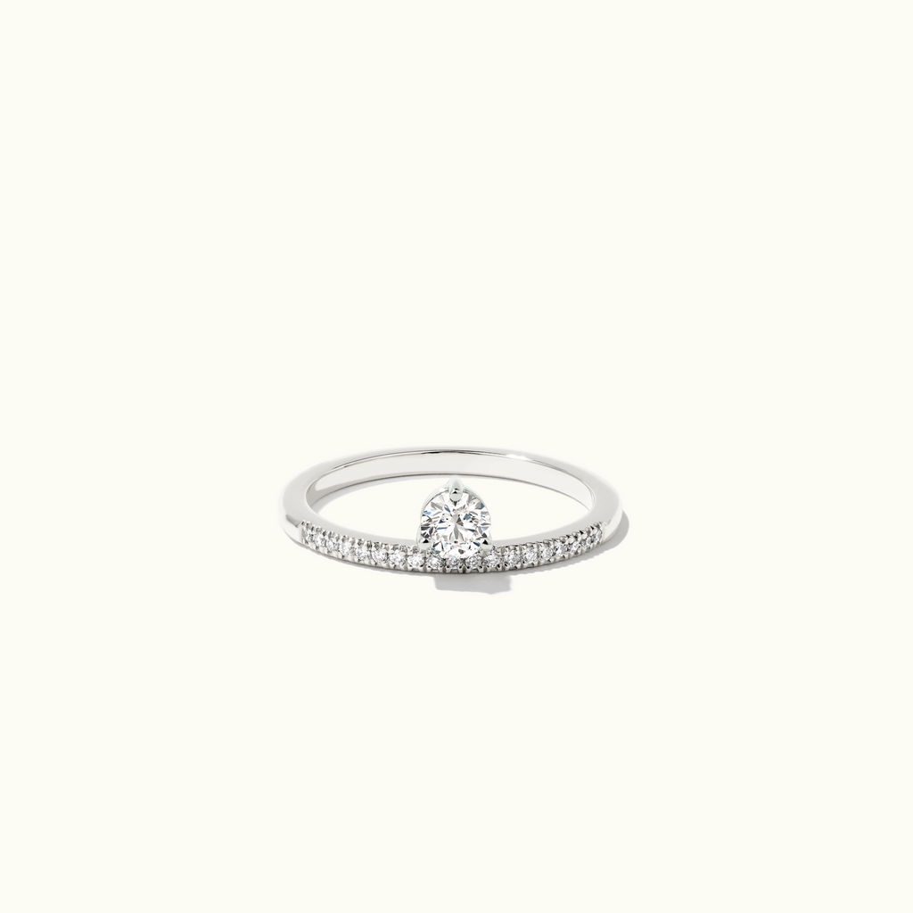 Jewellers District's Crown Diamond Engagement Ring with Diamond Prongs in 14k White Gold, Round