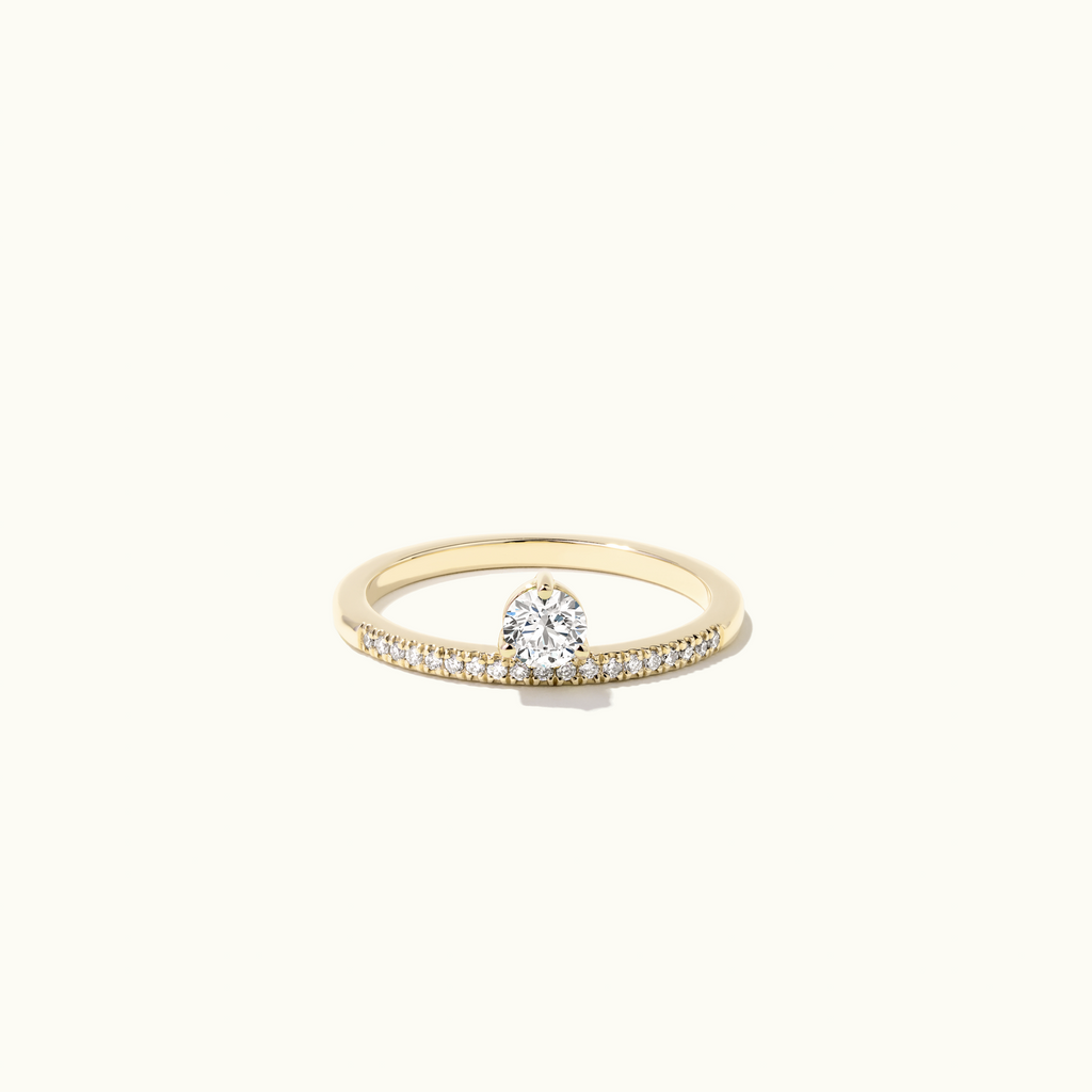 Jewellers District's Crown Diamond Engagement Ring with Diamond Prongs in 14k Yellow Gold, Round