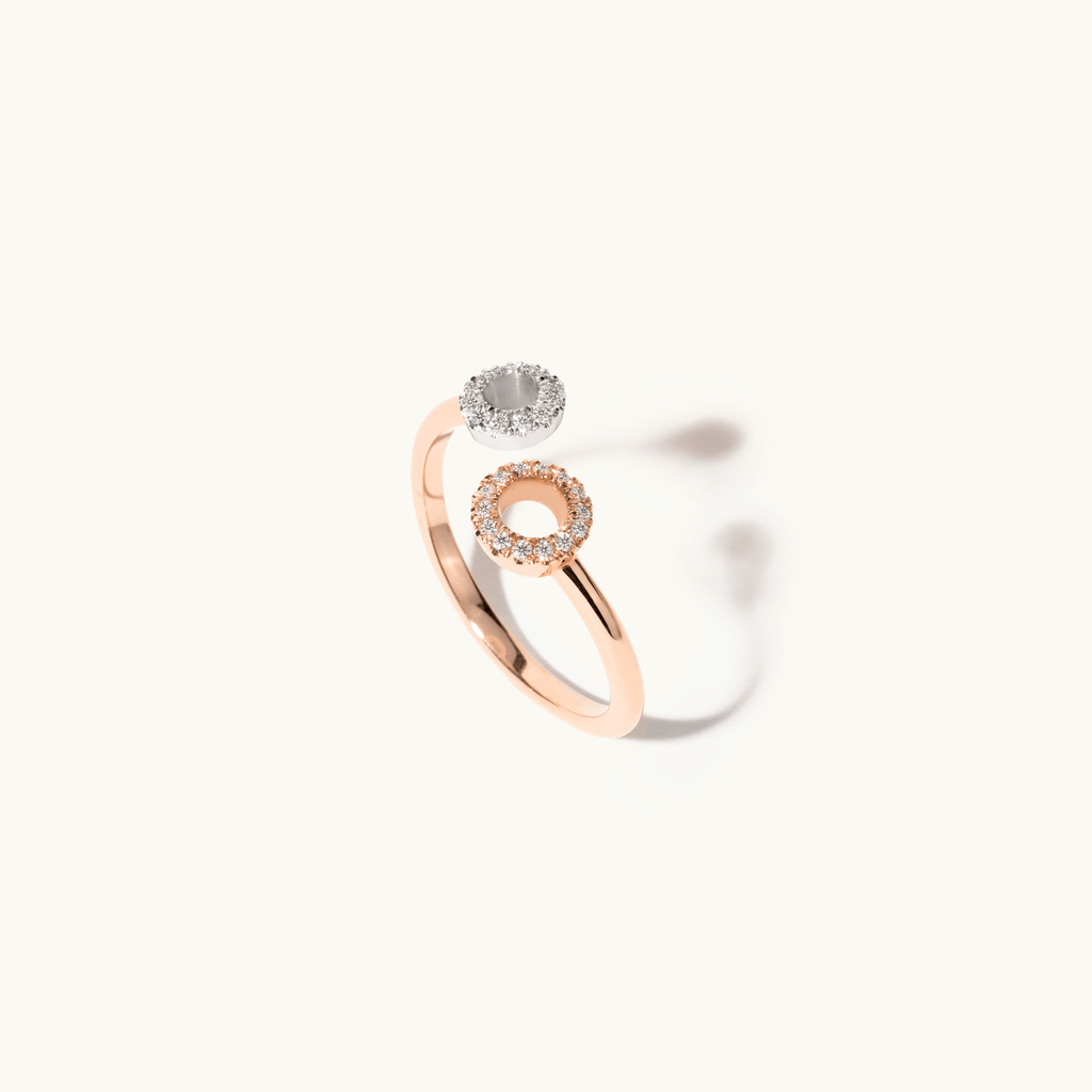 Standing view of Jewellers District's Circle Wrap Around Ring with Accent Diamonds in 14k Rose Gold