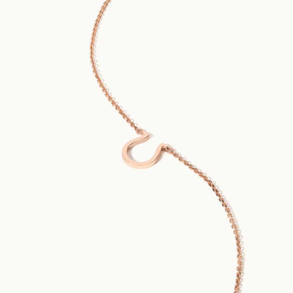 Jewellers District's Gold Horseshoe Pendant Necklace in 14k Rose Gold #2