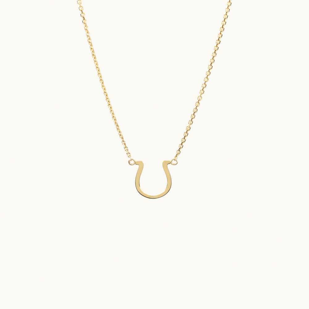 Jewellers District's Gold Horseshoe Pendant Necklace in 14k Yellow Gold