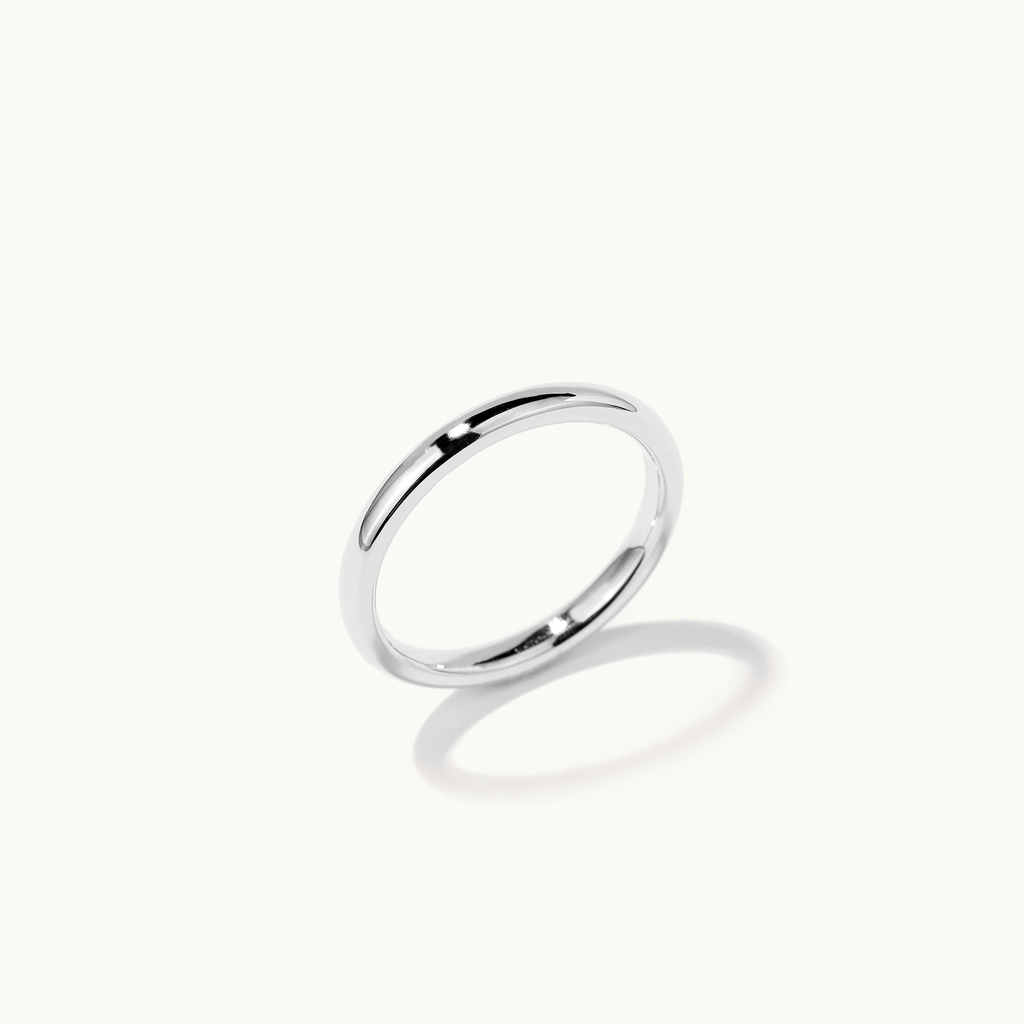 Profile view of Jewellers District's Classic Wedding Ring in 14k White Gold, Band: 5mm