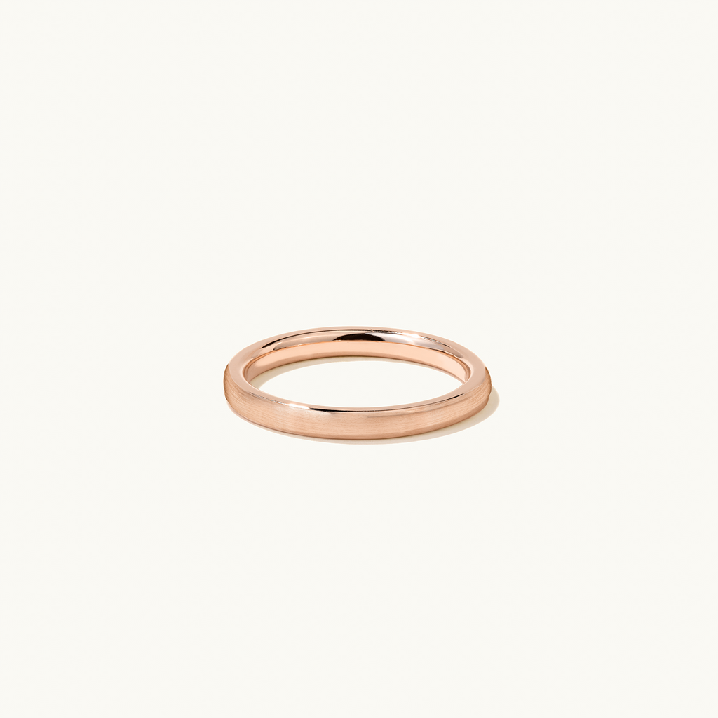 Face view of Jewellers District's Classic Brushed Wedding Ring in 14k Rose Gold, Band: 5mm