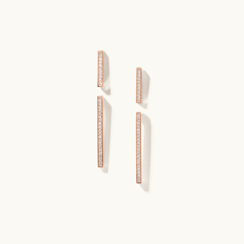 Jewellers District's Diamond Pavé Bar Jacket Earrings in 14k Rose Gold