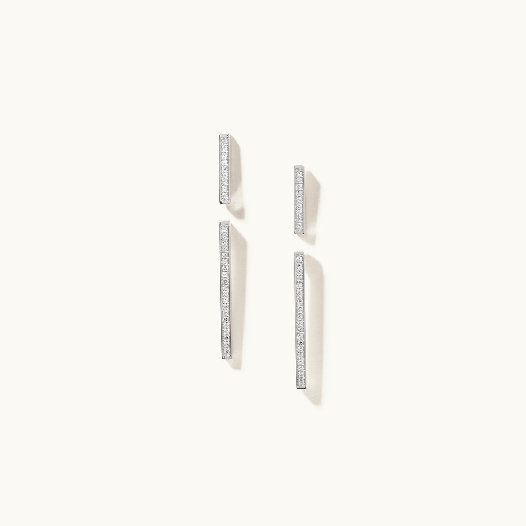 Jewellers District's Diamond Pavé Bar Jacket Earrings in 14k White Gold