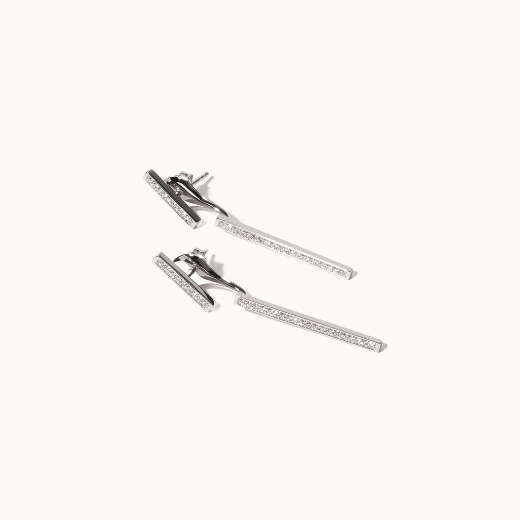 Jewellers District's Diamond Pavé Bar Jacket Earrings in 14k White Gold #2