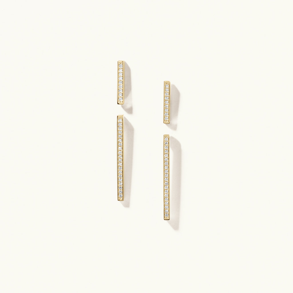 Jewellers District's Diamond Pavé Bar Jacket Earrings in 14k Yellow Gold