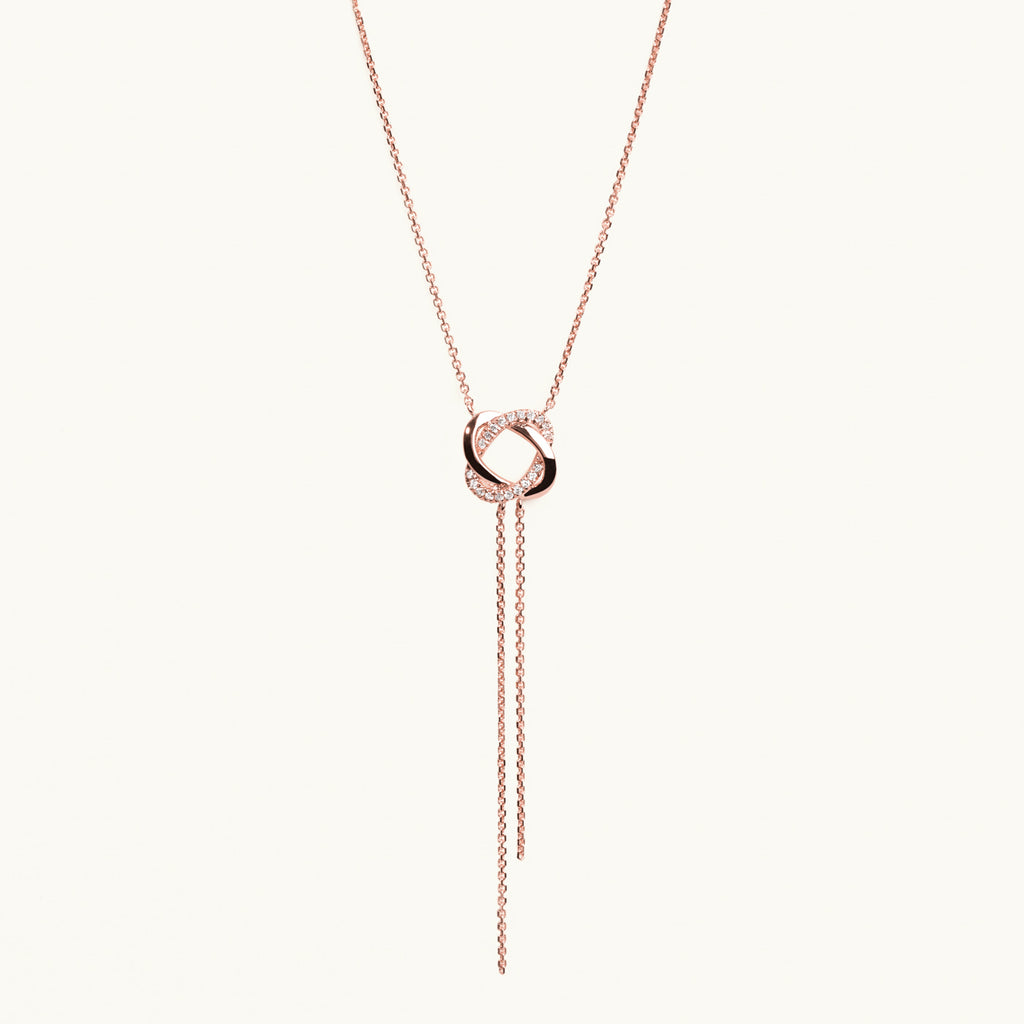 Jewellers District's Twist Diamond Pavé Lariat Necklace in 10k Rose Gold