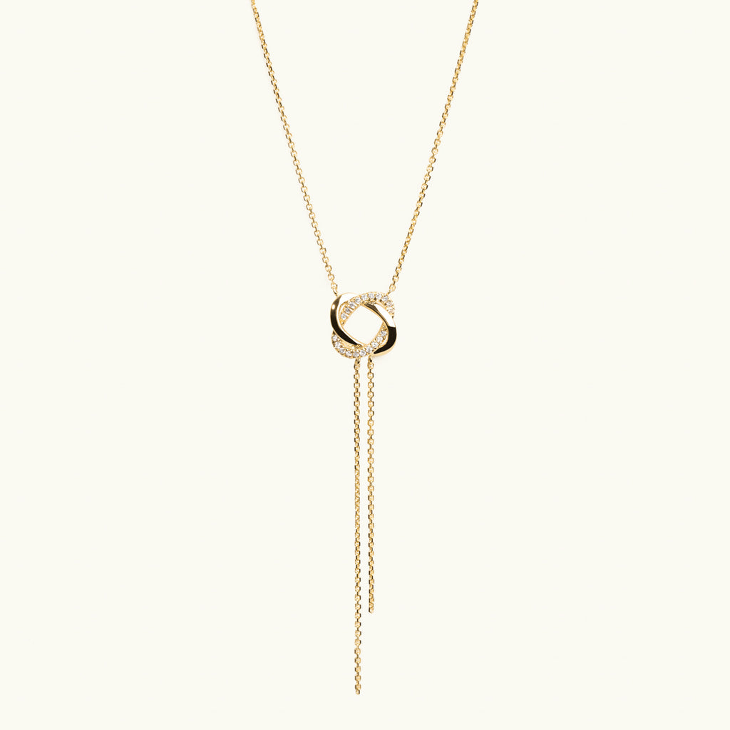 Jewellers District's Twist Diamond Pavé Lariat Necklace in 10k Yellow Gold