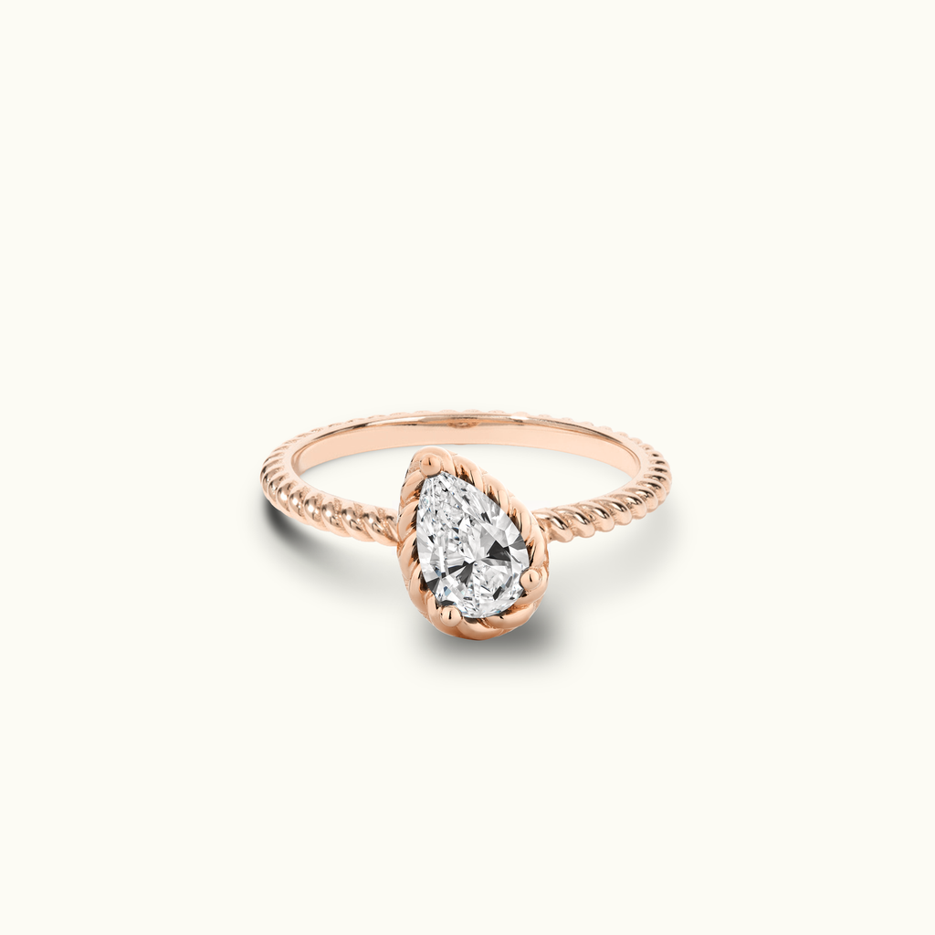 Jewellers District's Tilted Pear Cut Twist Diamond Engagement Ring in 14k Rose Gold, Pear