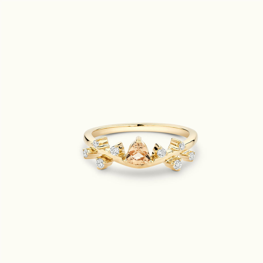 Face view of Jewellers District's Cluster Imperial Topaz Ring with Accent Diamonds in 14k Yellow Gold