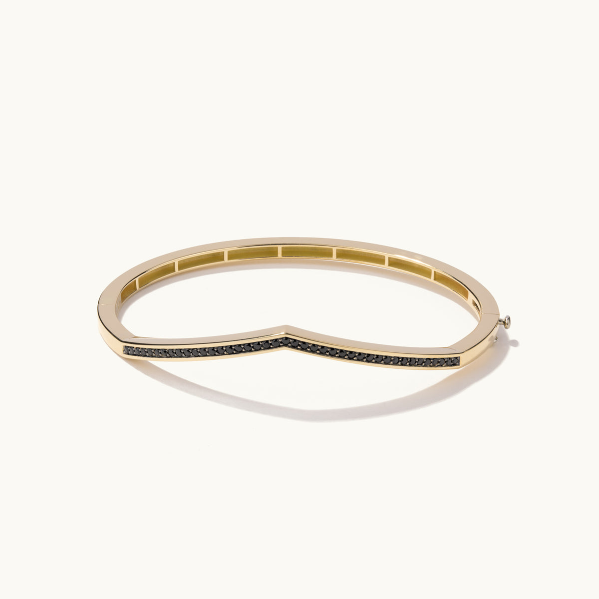 V-Shaped Gold Bangle with Black Spinels | Jewellers District