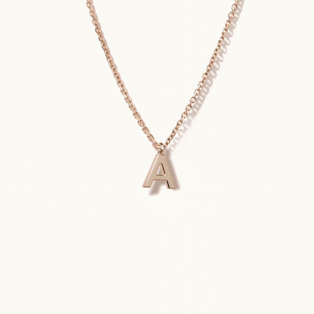 Jewellers District's Gold Initial Pendant Necklace: A in 14k Rose Gold