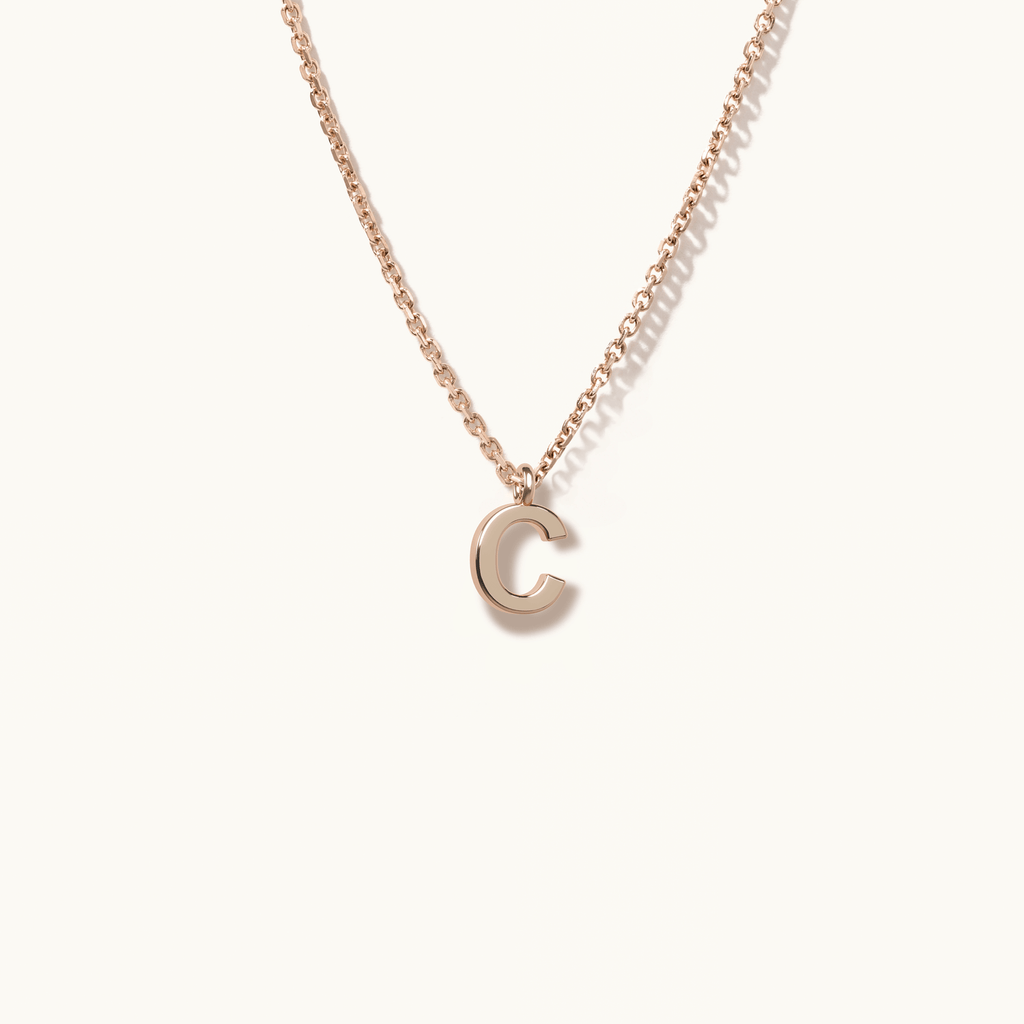 Jewellers District's Gold Initial Pendant Necklace: C in 14k Rose Gold