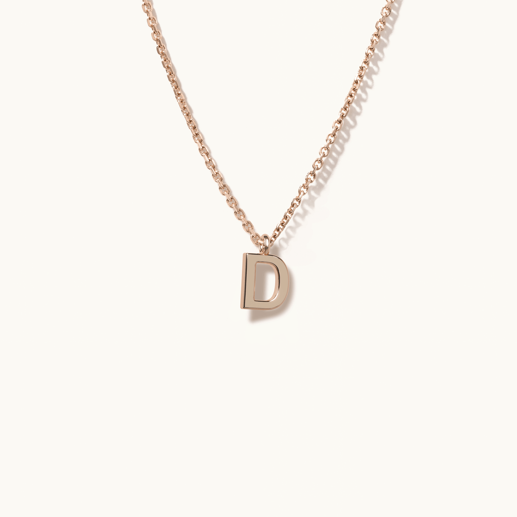 Jewellers District's Gold Initial Pendant Necklace: D in 14k Rose Gold