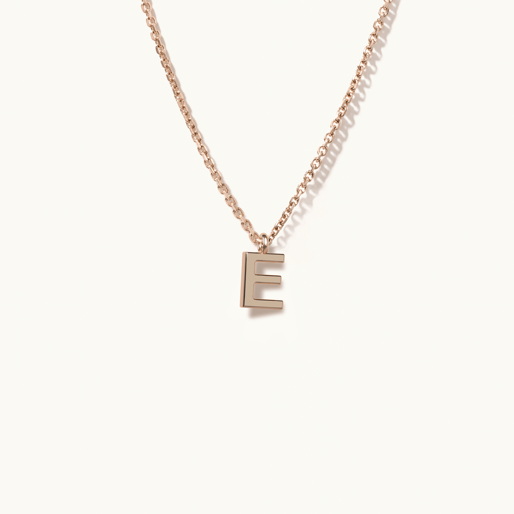 Jewellers District's Gold Initial Pendant Necklace: E in 14k Rose Gold