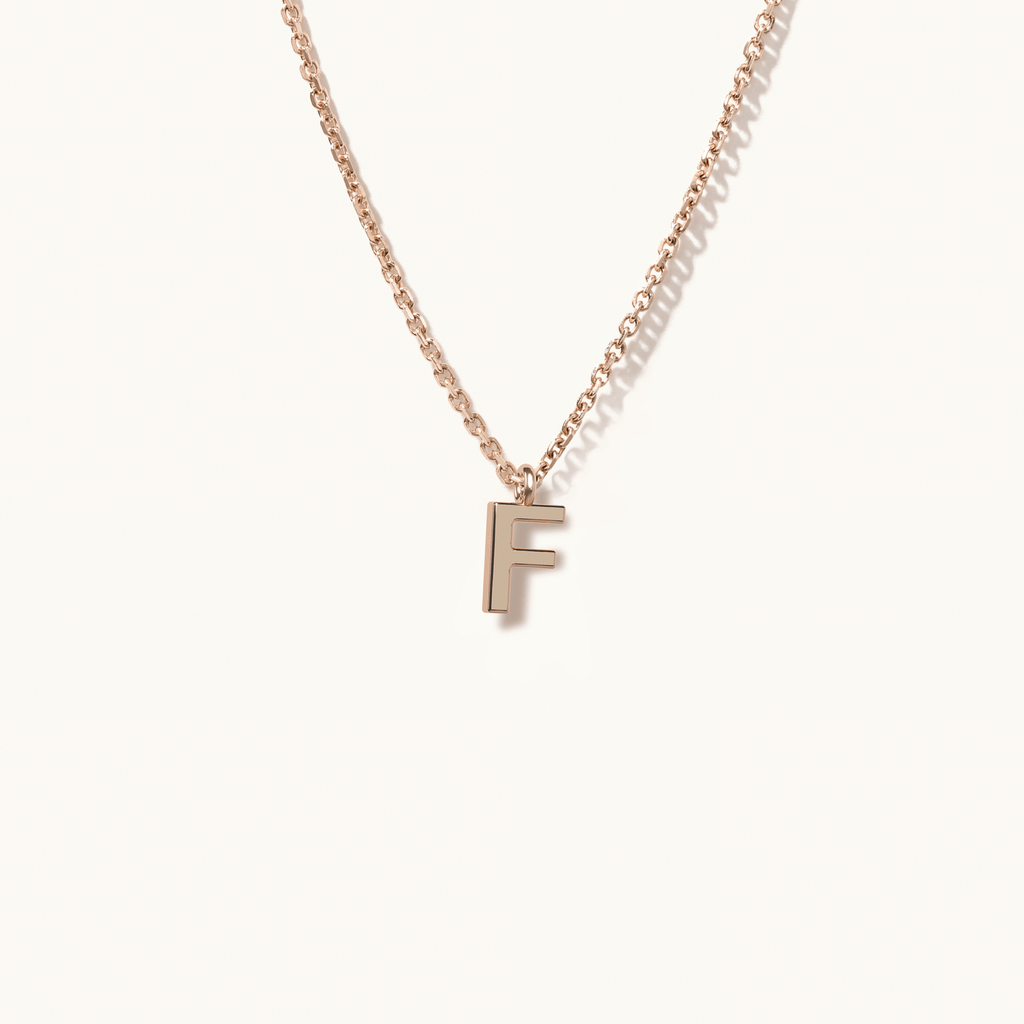 Jewellers District's Gold Initial Pendant Necklace: F in 14k Rose Gold