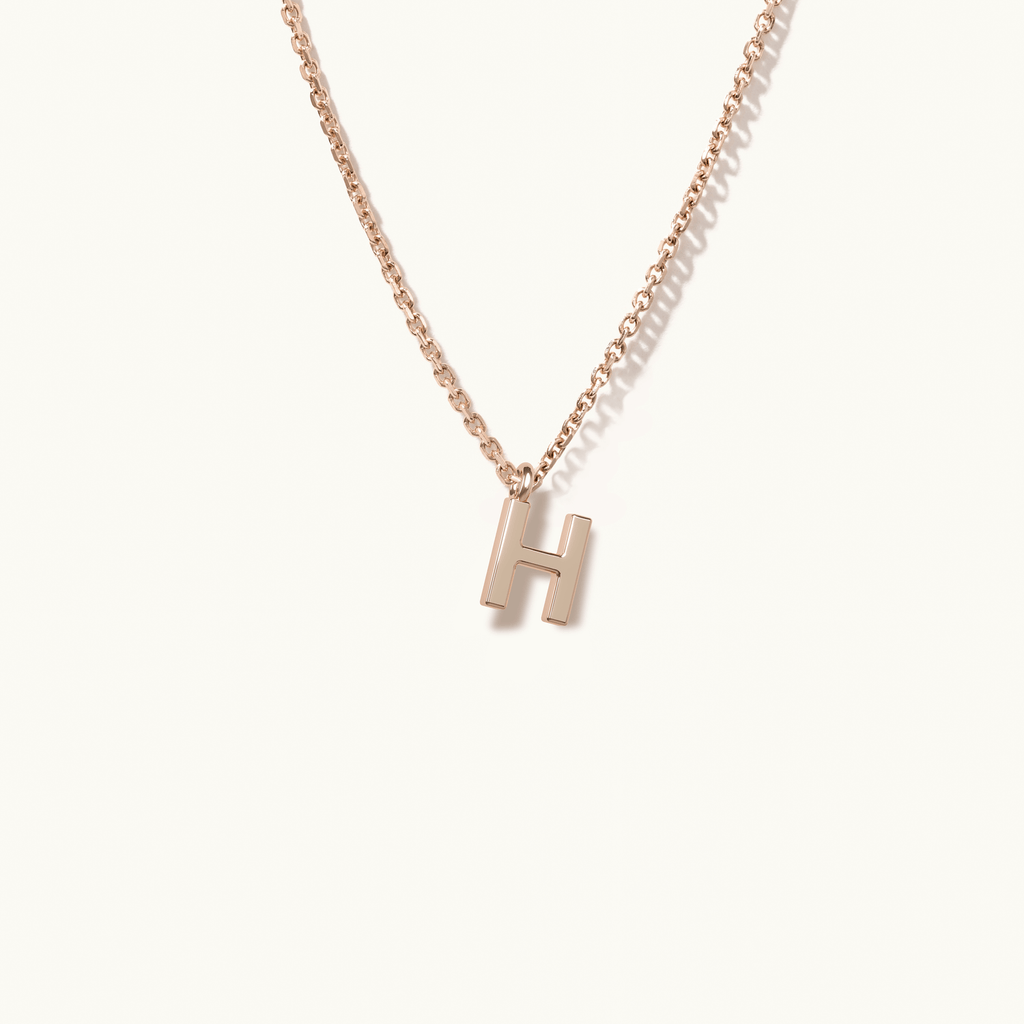 Jewellers District's Gold Initial Pendant Necklace: H in 14k Rose Gold