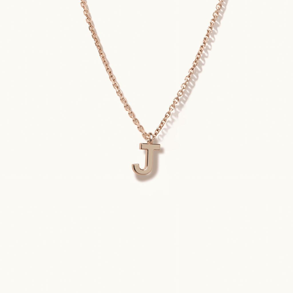 Jewellers District's Gold Initial Pendant Necklace: J in 14k Rose Gold