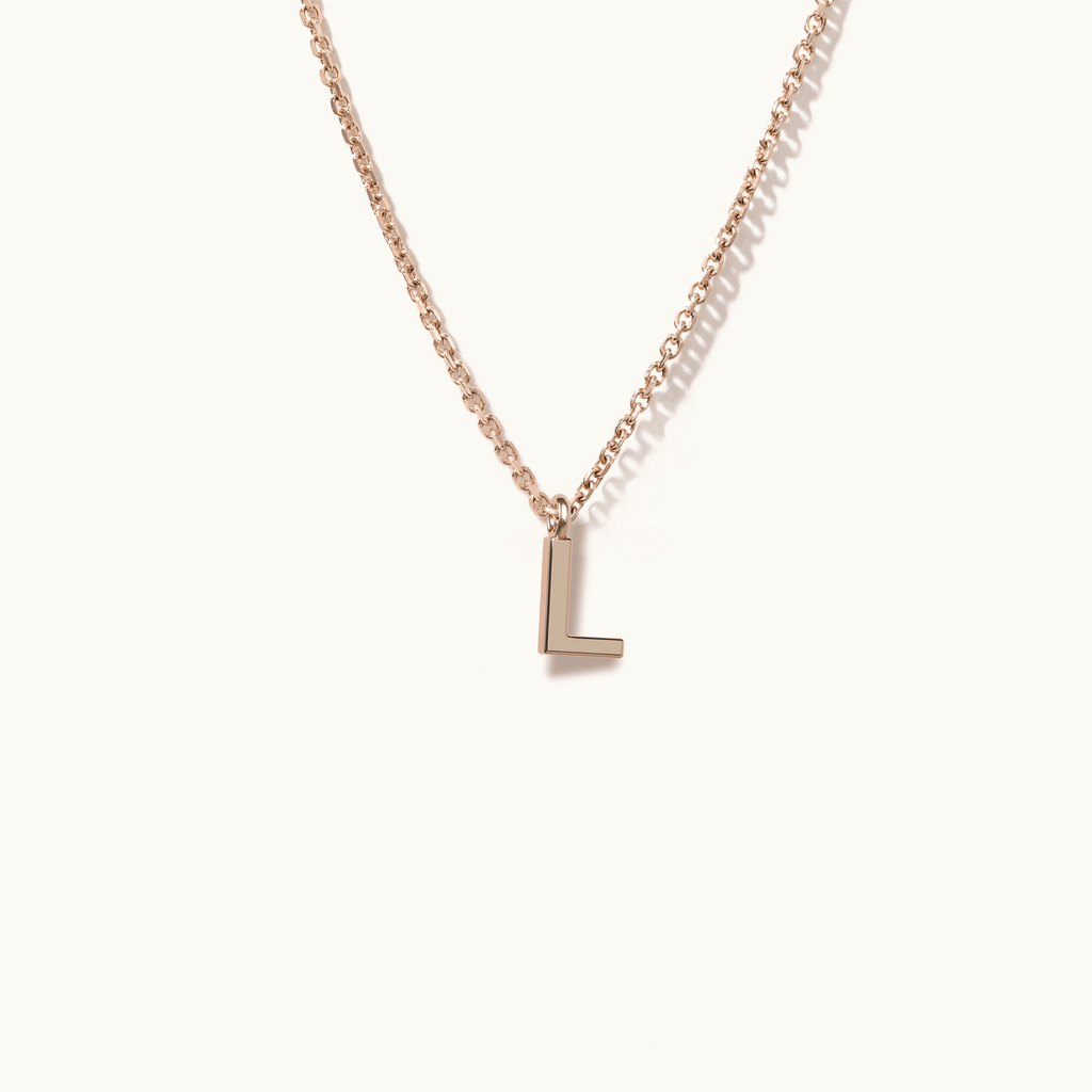 Jewellers District's Gold Initial Pendant Necklace: L in 14k Rose Gold