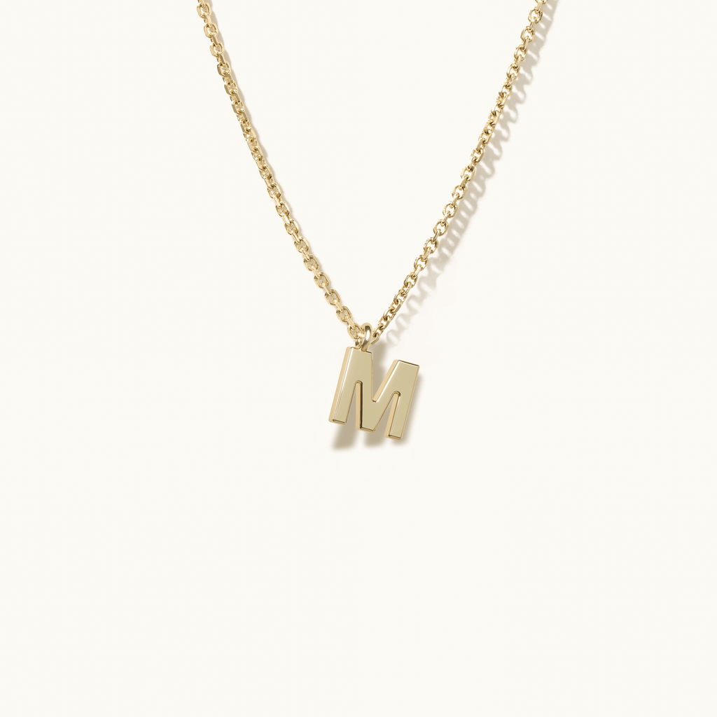 Jewellers District's Gold Initial Pendant Necklace: M in 14k Yellow Gold