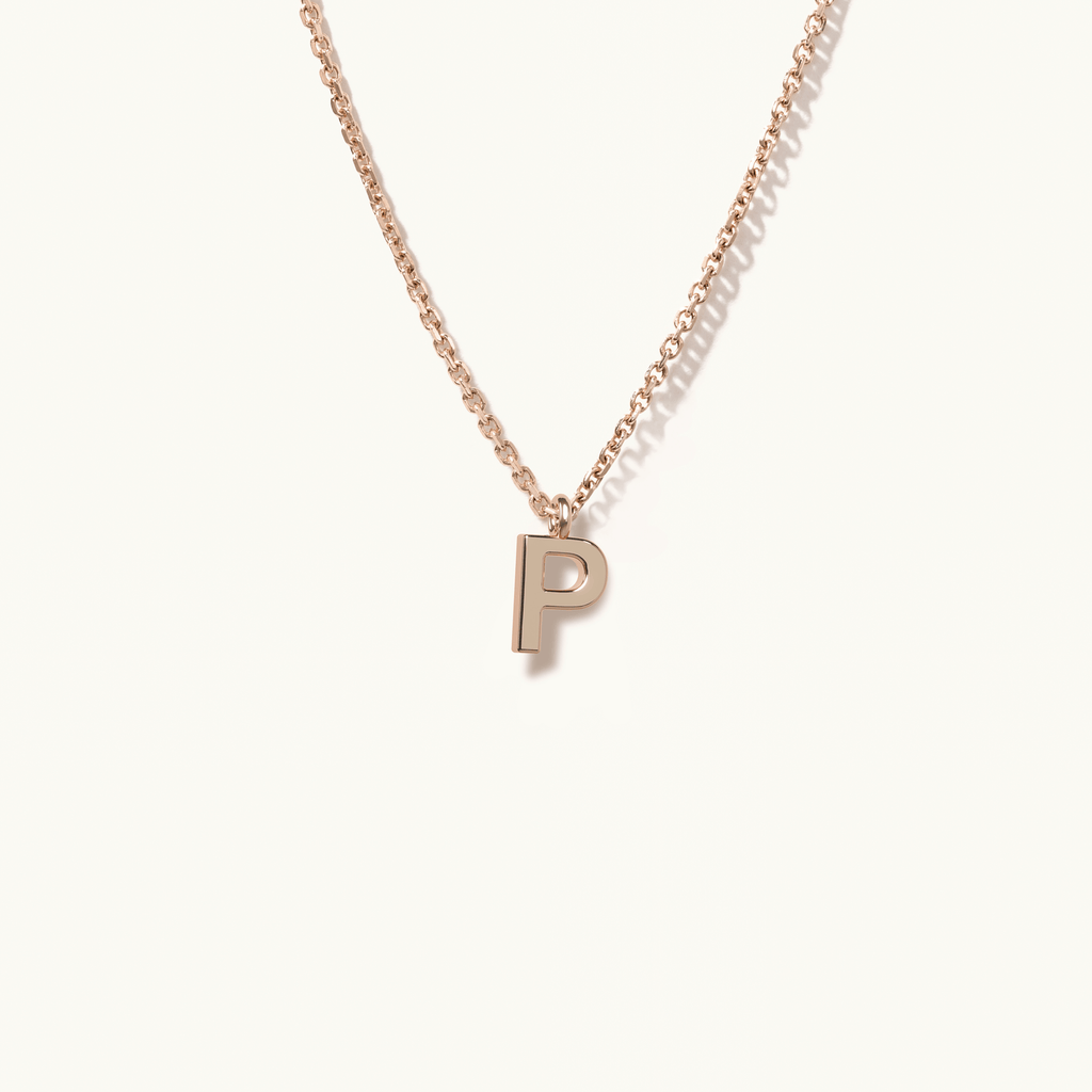 Jewellers District's Gold Initial Pendant Necklace: P in 14k Rose Gold