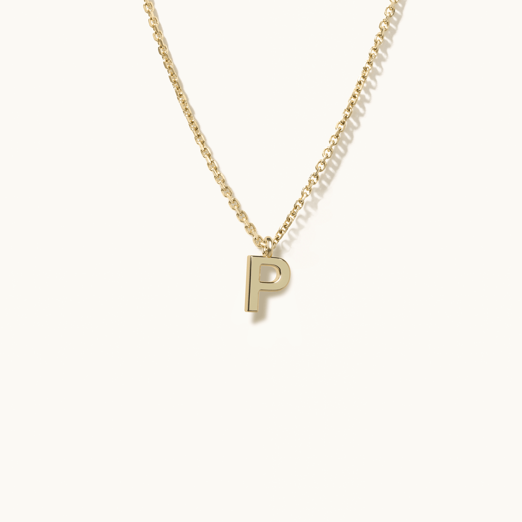 Jewellers District's Gold Initial Pendant Necklace: P in 14k Yellow Gold